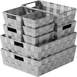 Storage Baskets Set of 9 Small Fabric Organizer Bins Closet Pantry Bathroom